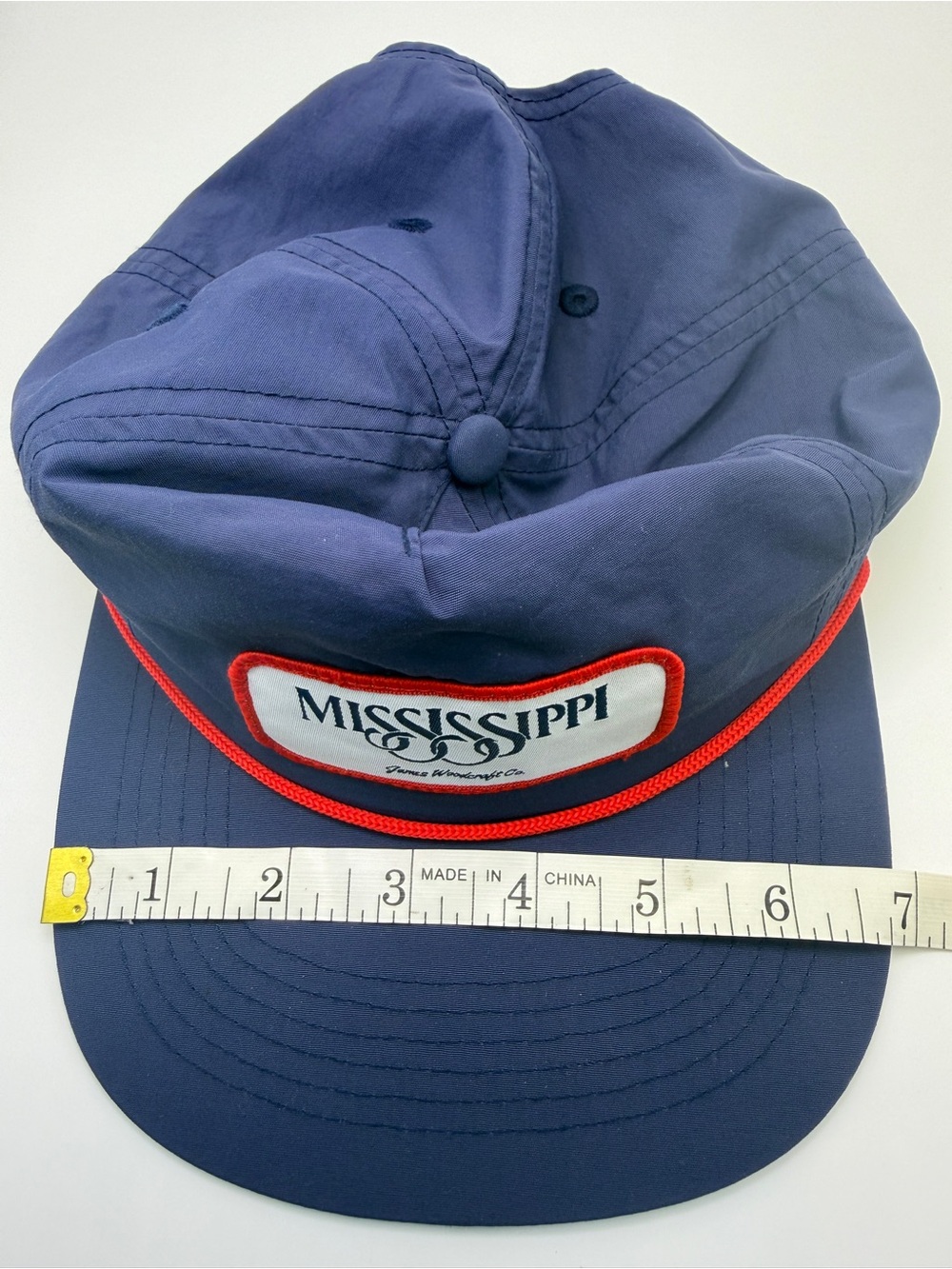Ole Miss Mississippi Rope Hat Navy Red 5 Panel Snapback Cap Vintage 80s Inspired - Picture 7 of 10